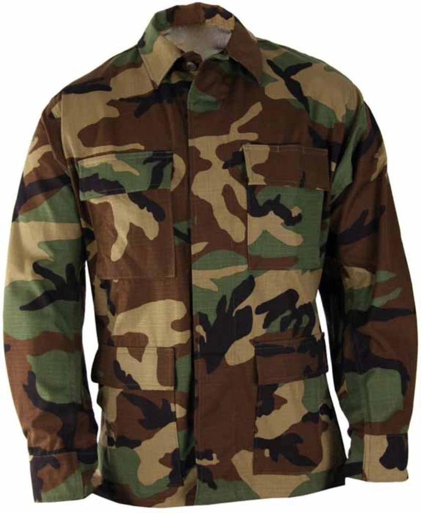 Woodland BDU Shirt Ripstop Genuine Issue Camouflage Shirt Summer Weight
