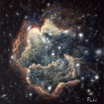 ORIGINAL Acryl Bild Gemälde Malerei Kunst Modern UNIKAT ''Star Cluster NGC 602''