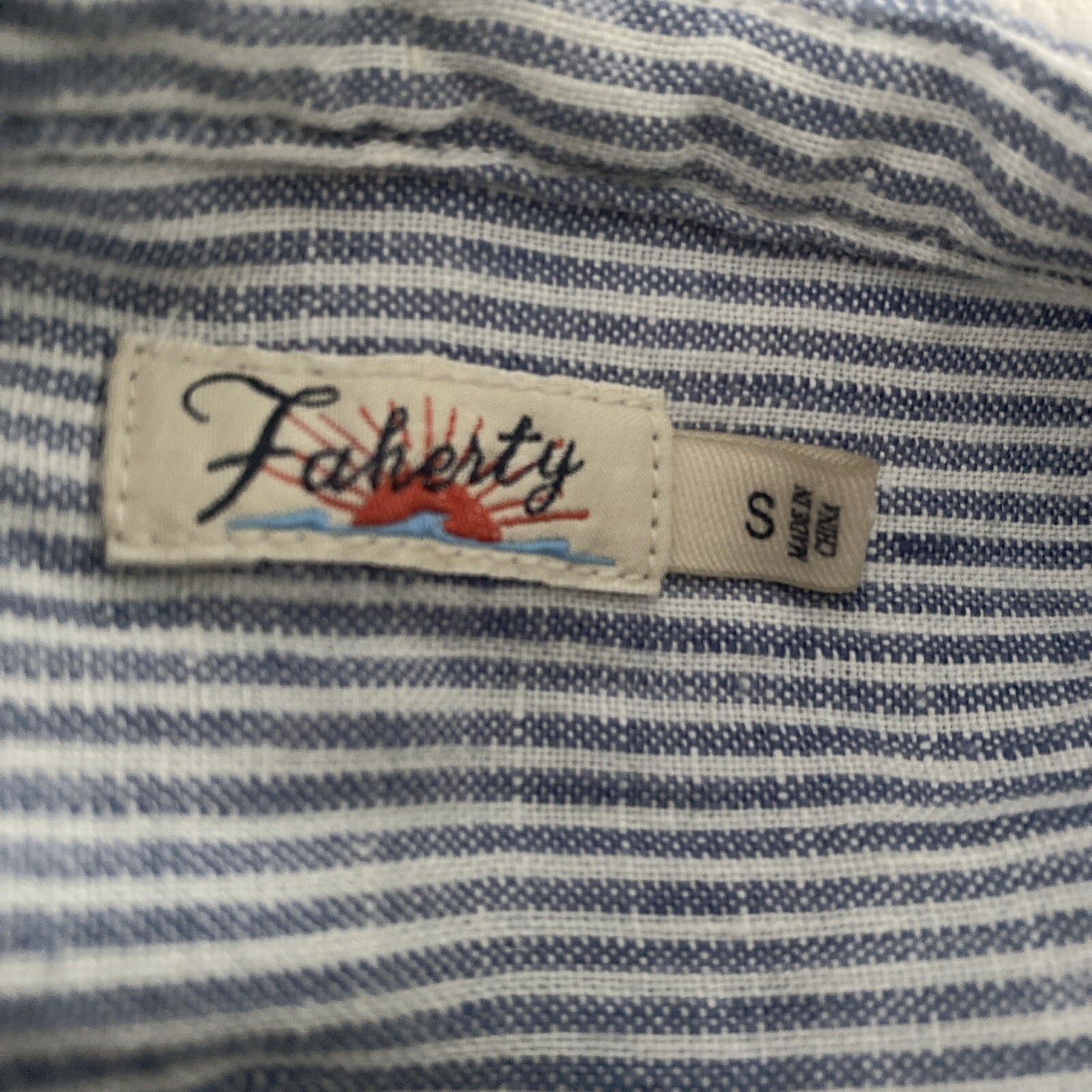 Faherty Label Faherty Womens Cotton Striped Print Sleeveless Dress Blue White Size S ...