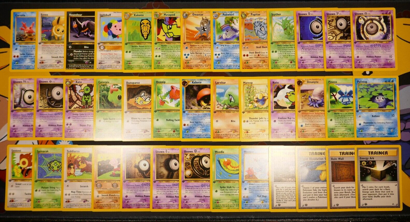 LP/NM(1st edition) COMPLETE Pokemon NEO DISCOVERY Set 39-Card UNCOMMON/COMMON ed
