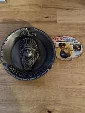 Indian Motorcycles Ashtray Metal 3/4Lb Patina Cigar Fatboy Collector Aficionado