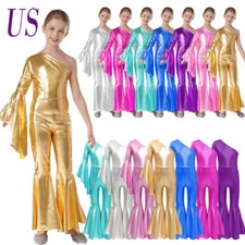 Kids Girls Glitter Tassel Lion Tamer Dress Dance Jumpsuit Performance Costume