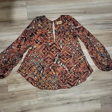 Show Me Your Mumu Top Womens Small Multi Color Bishop Long Sleeve Blouse VGT USA