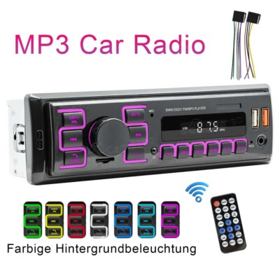Single 1 Din Car Radio Stereo Bluetooth FM MP3 Player Head Unit In-Dash USB/AUX