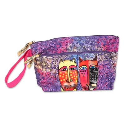Laurel Burch Rainbow Feline Tribe Wristlet with Two Zippers   LB8051A