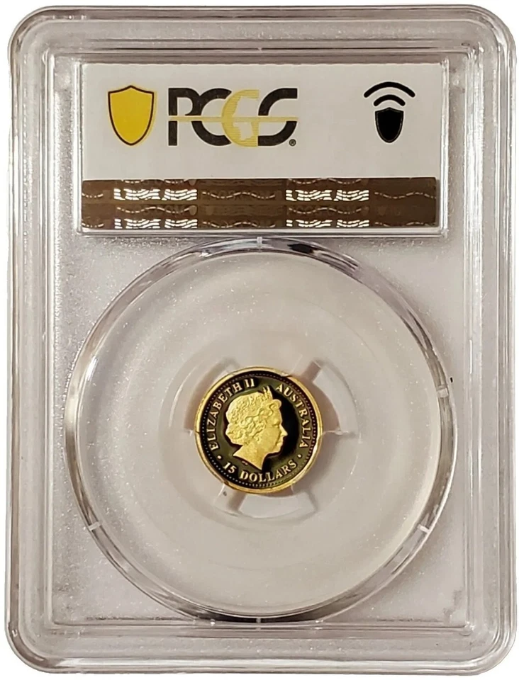 2002 1/10 Oz GOLD $15 Australia YEAR OF THE HORSE Serie 1 PCGS PR70DCAM Coin. - Image 2 of 4