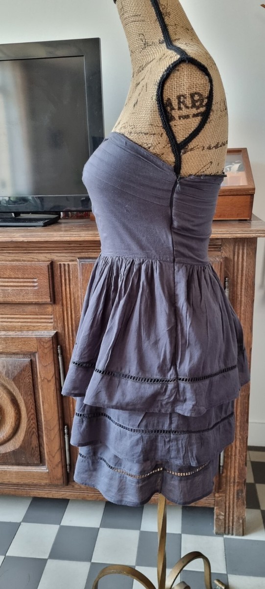 Robe Bustier Maje Taille S En Coton Gris - État Impeccable, Parfaite Pour Un Look Chic Décontracté