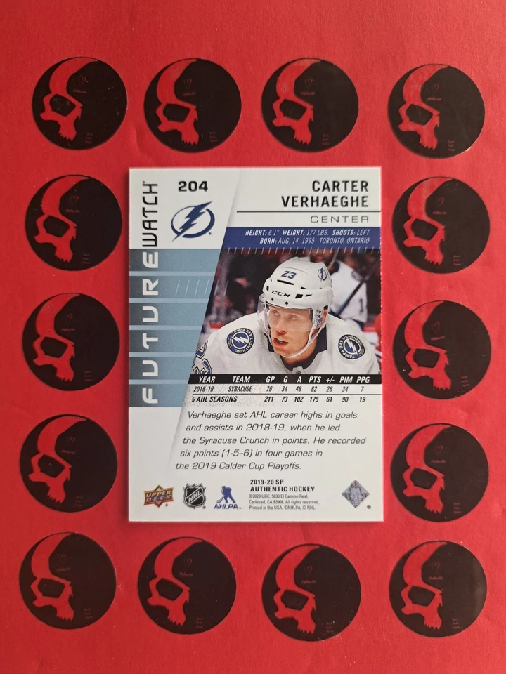 2019-20 Carter Verhaeghe SP Authentic Future Watch Rookie RC #204 - Image 2 of 2