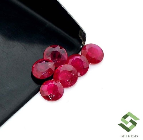 4.50 mm Natural Ruby Round Cut Lot 06 Pcs 1.94 CTS Calibrated Loose Gemstones - Picture 5 of 7