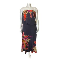 Veronica M. Tropical sleeveless Tube Top Side Tie Maxi long dress Women’s Size L