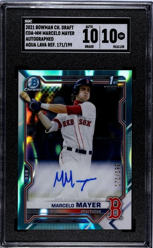 Marcelo Mayer 2021 Bowman Chrome 1st Year Aqua Lava Refractor Auto /199 SGC 10