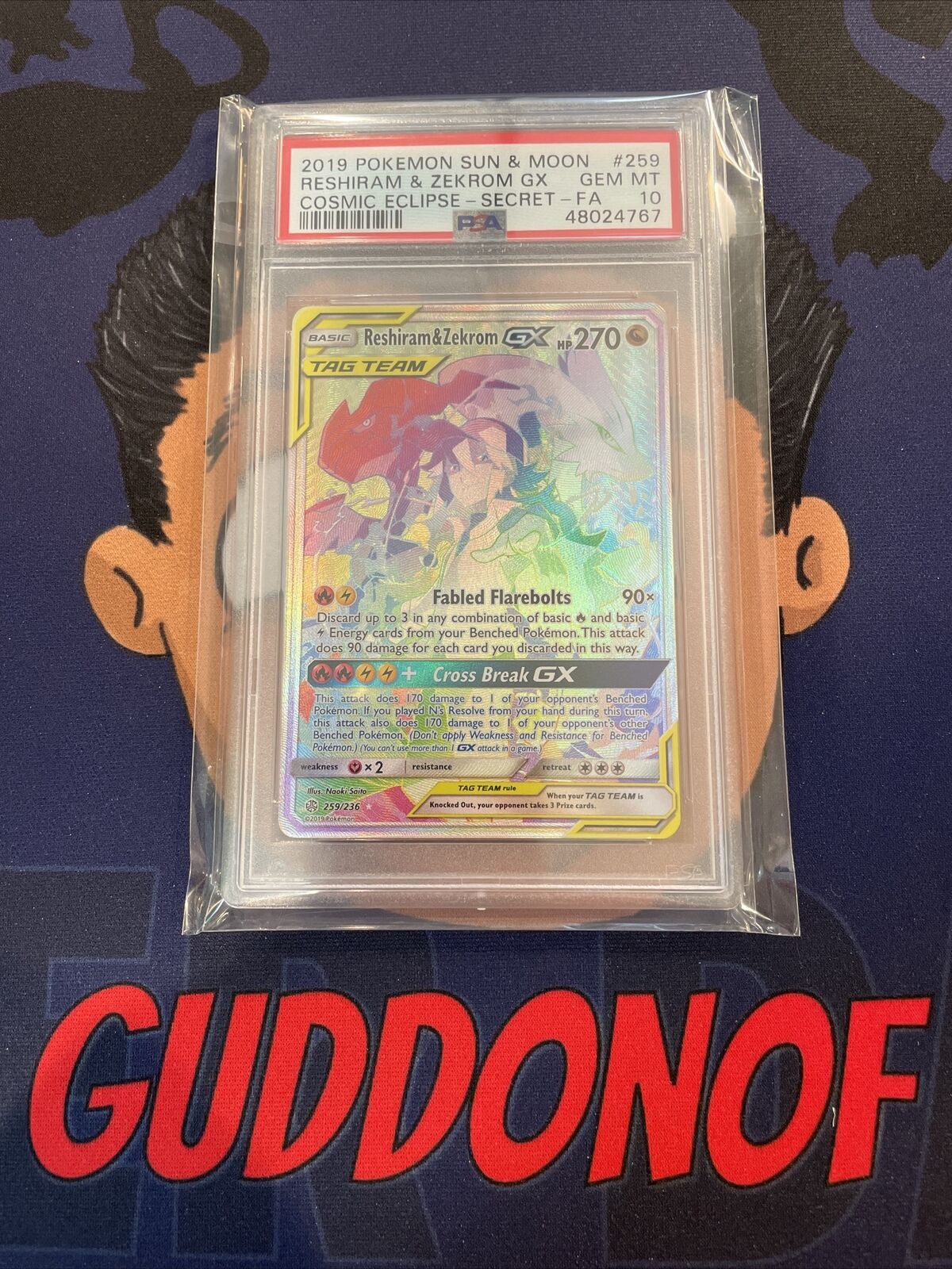 Mavin  zekrom and reshiram GX Full Art - Cosmic Eclipse PSA 10