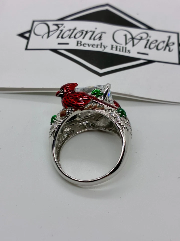 Victoria Wieck 5 Carat CZ Solitaire Red Cardinal Sterling Silver Ring 8.5 In Box - Imagem 2 de 4