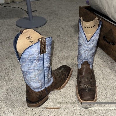 Ariat Men's Cowboy Boot Loco Brown/Cloud Blue Square Toe Pull-On US 10 D
