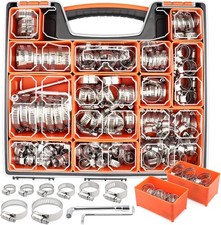 210PCS 304 Stainless Steel Hose Clamps Assortment Kit 1/4"&ndash;2" Adjustable