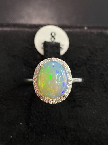 NATURAL FIRE OPAL 9X11 WHITE CZ STERLING SILVER 925 SET - 第 8/14 張圖片
