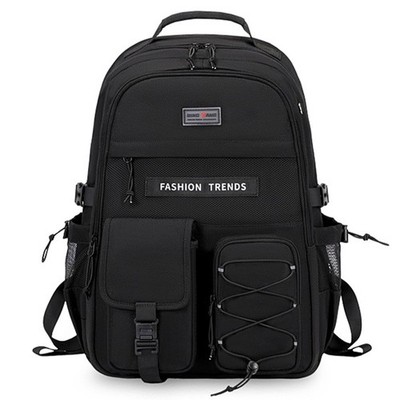 Black 15.6 Inch Multi Pocket Water Resistant School Travel Laptop Backpack