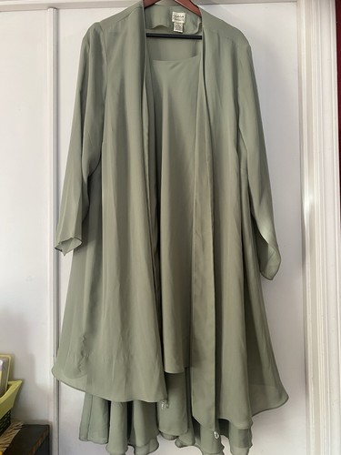 CANDLELIGHT & CHAMPAGNE Plus Size 28W 2 Piece Formal Layered Dress & Overcoat - Bild 1 von 15