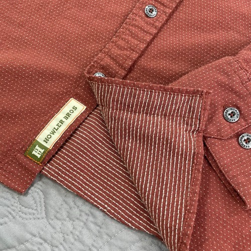 Howler Bros Hemd Herren Medium Orange Knopf Langarm Punkte Heed Brothers Baumwolle - Bild 5 von 11