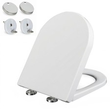 D Shape White Toilet Seat Soft Close Adjustable Hinge Quick Release Fixed