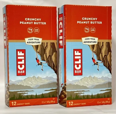 CLIF BAR Crunchy Peanut Butter 24 x 68 g (2 Boxes) | Vegan Protein & Energy Bars