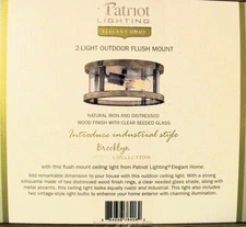 Patriot Brooklyn Collection 2-Light Outdoor Flushmount Rustic Seeded Glass Decor