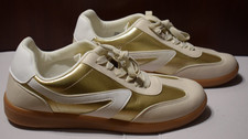 Dolce Vita Quantum Comfort Sneakers Metallic Gold Women's 8.5 White NEW