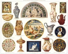 DECORATIVE. Pottery(glazed earthenware of antique origin) 1907 old print