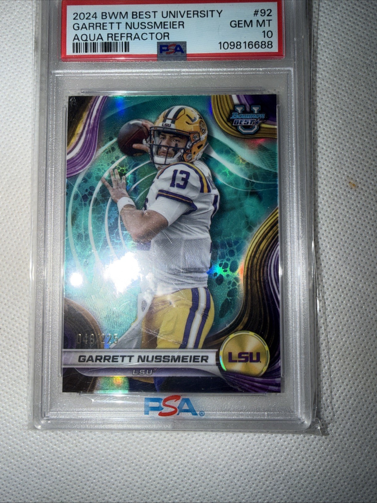 Garrett Newsom 2024Bwm Best University Aqua Refractor Jimin Card Number 92