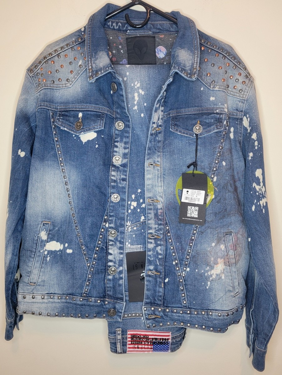 Alien 51 Jeans Jacket Mens 32x31 Medium Blue Studded Denim Set