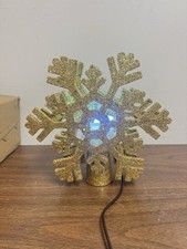 Christmas Tree Topper Lighted Projector Rotating Lighting, Glitter Snowflake