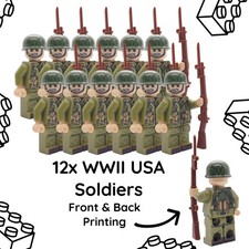 NONE LEGO WW2 USA Soldiers - 12x Minifigures With Weapons