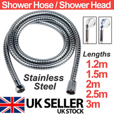 STAINLESS STEEL SHOWER HOSE 0.5M-3M CHROME FLEXIBLE BATHROOM BATH PIPE
