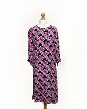 Mint Velvet Womens Midi Dress Size UK 14 Pink Floral Roselea Tie Sleeve Spring