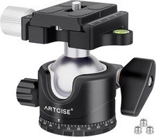 36mm ball head tripod 360 rotating 44lb capacity 1/4 arca plate dslr
