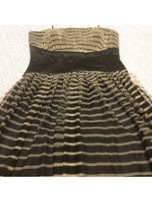 MAXANDCLEO Womens Black Lined, Mesh Above The Knee Fit + Flare Dress 8