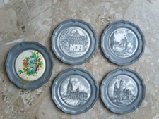 5x Zinn Wandteller Tellerchen  d ca. 10 cm