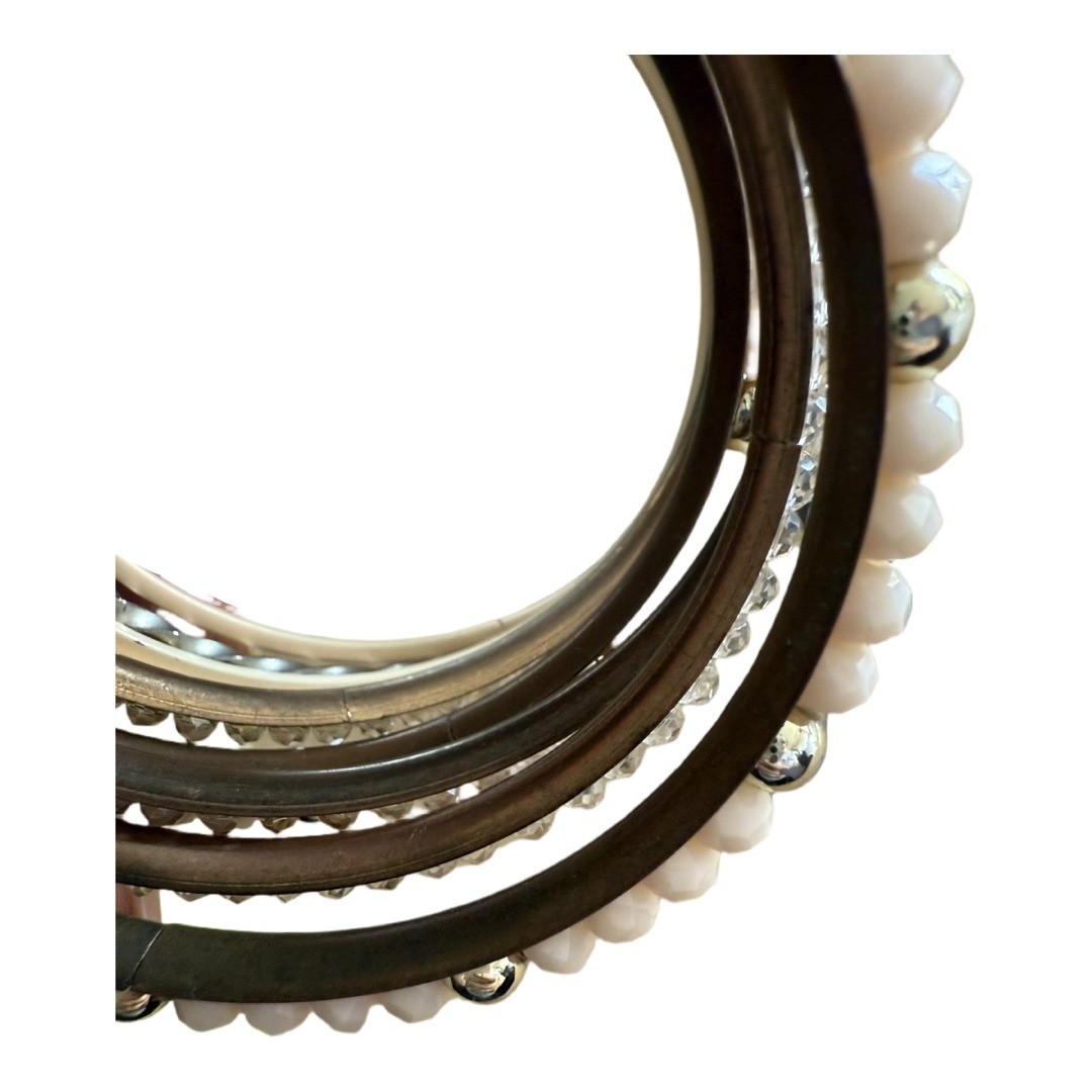 Rhinestone Beaded Gold Bangle Stack Bracelets One… - image 3