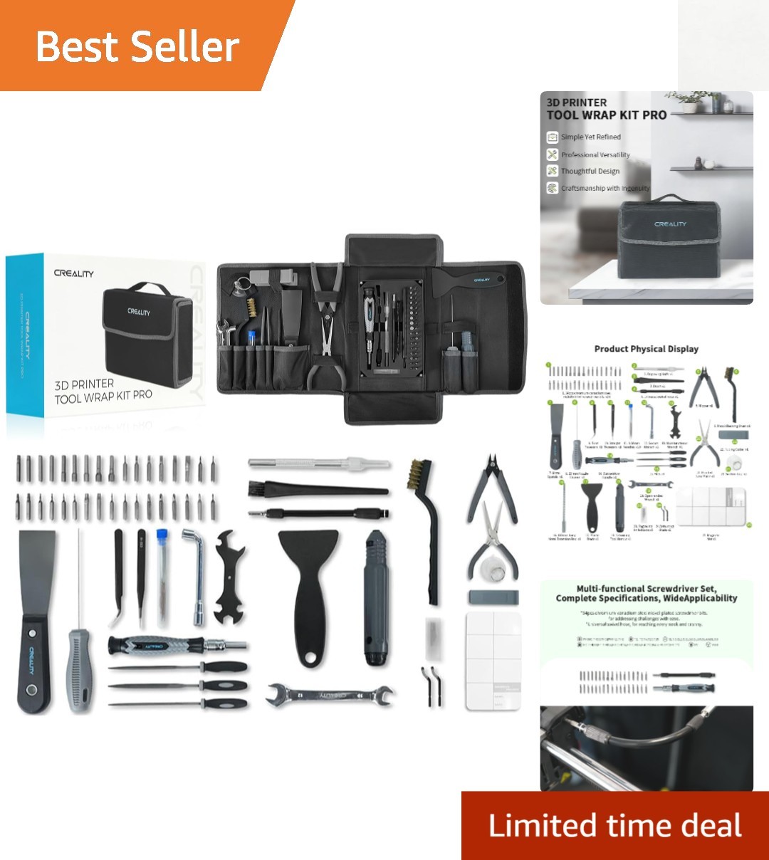 All-in-One 3D Printer Tool Kit - 74 Tools Including Pro Deburring & Cleaning Kit
