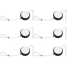 6Set 4.9ft Retractable Remote Round Tether Remote Cable Lock Black Rope Locks 