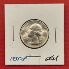 1935 P Washington Silver Quarter, Gem Uncirculated.