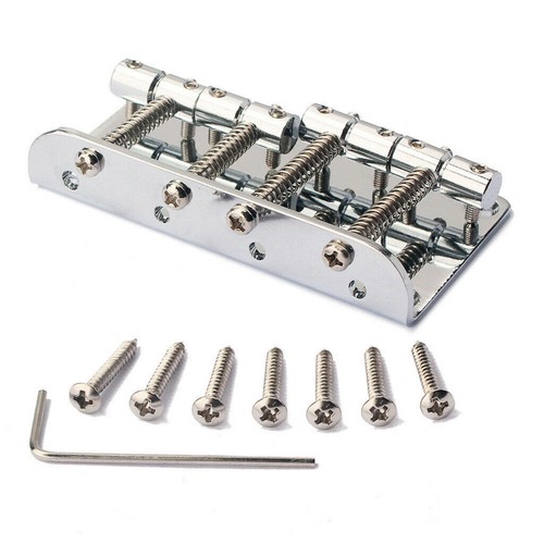 1 Set Bridge for Fender Precision Jazz Bass Guitar Parts Chrome 201B-4 Badass I - Picture 4 of 12