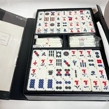 Vintage Mahjong Set with Case - 144 Tiles, Sticks, Dice, Table