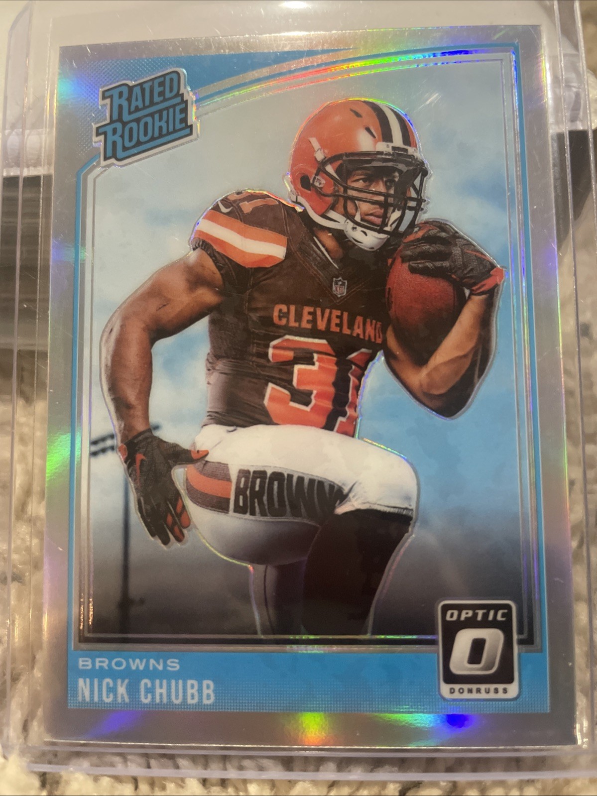 2018 Panini Optic Holo Nick Chubb #158 Rated Rookie