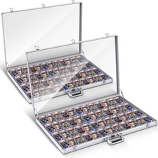 2PK Aluminum Display Case for Cards Jewelry Sports Collectibles w/Lock and Glass