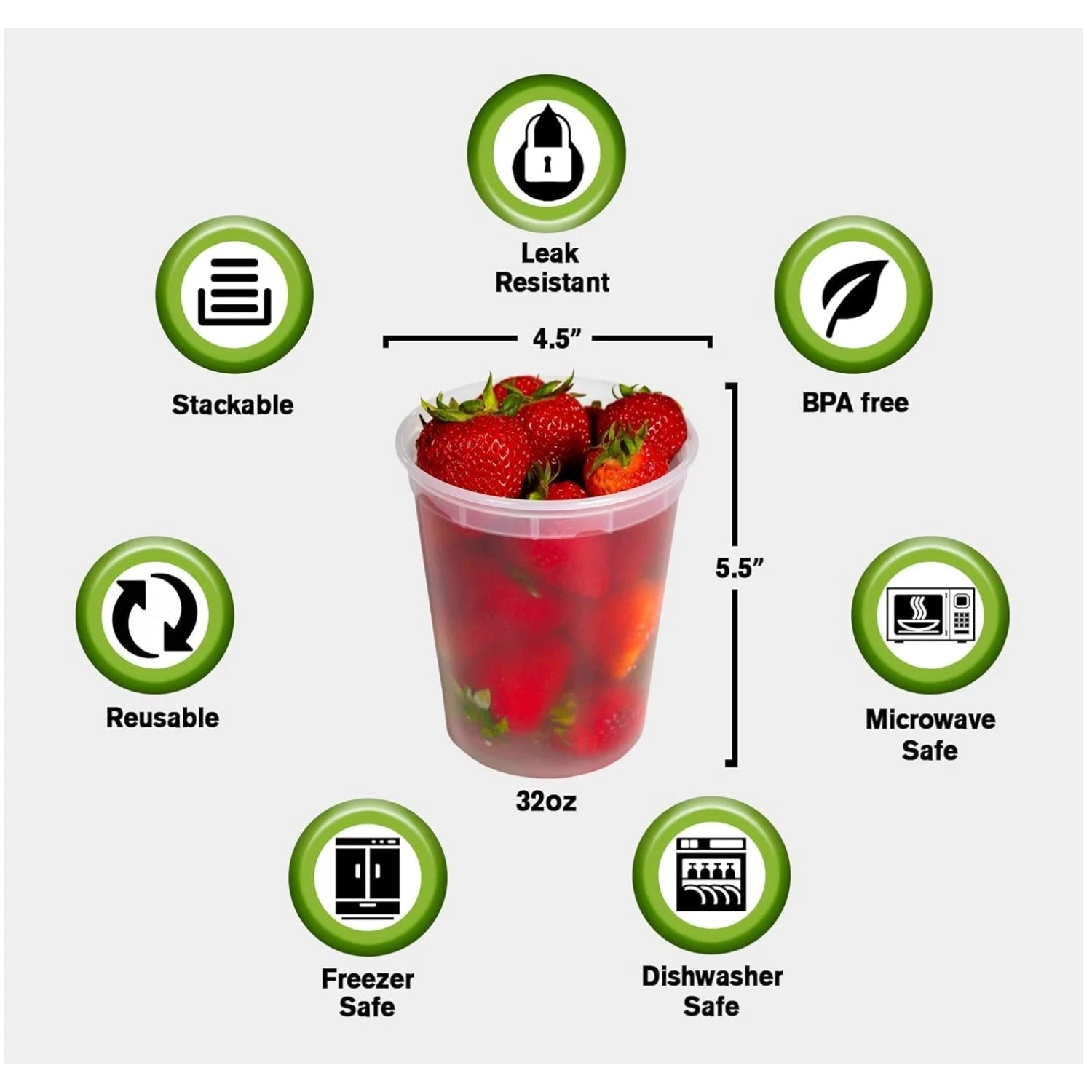Leakproof 32oz Food Containers with Airtight Lids
Opens in a new window or tab