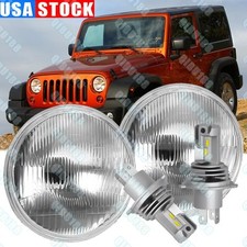Pair 7 Inch Round Glass Led Headlights For Jeep Wrangler Lj Tj Cj Jk S