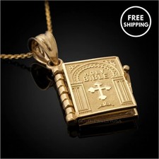 Lord's Prayer Gold Bible Cross Pendant Necklace Christian Jewelry Chain 24"