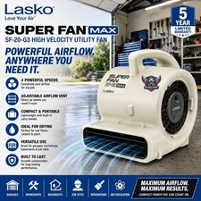 Ventilador utilitario de alta velocidad Lasko Super Fan Max SF-20-G3 4 velocidades ajustable Airfl