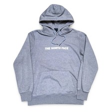 The North Face Hoodie Women s Small Gray Pullover Spell Out Logo Sweatshirt